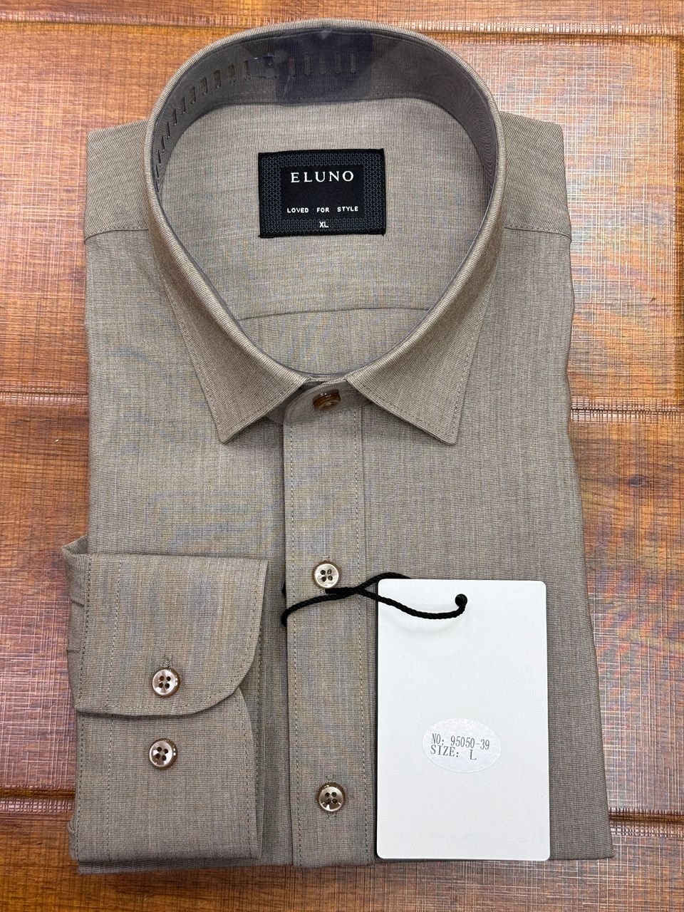 Chemise ELUNO homme coton beige – Élégance simple et confort