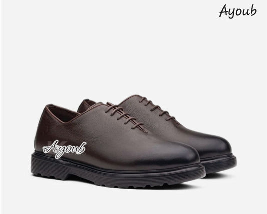 Chaussures Derby modernes à lacets – Cuir marron homme