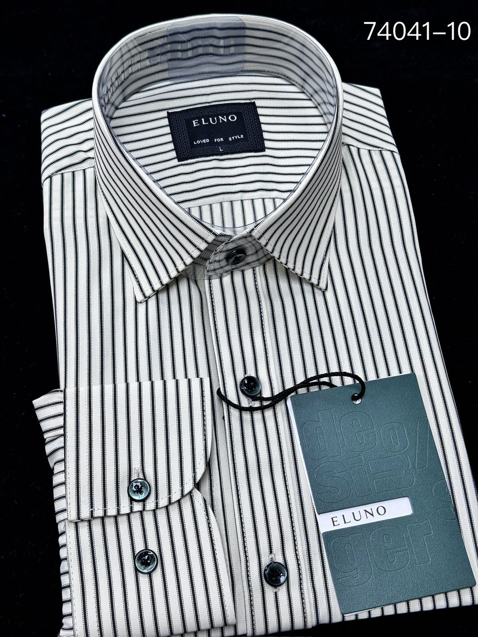 Chemise ELUNO homme rayée noir et blanc – Élégance moderne et confort