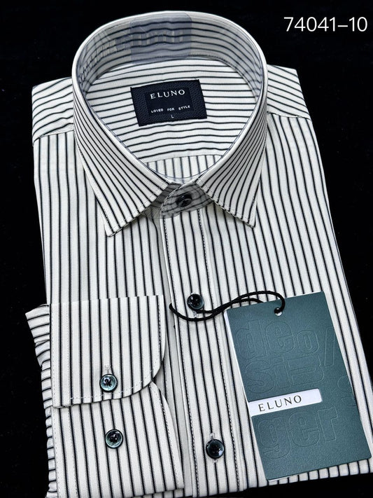 Chemise ELUNO homme rayée noir et blanc – Élégance moderne et confort