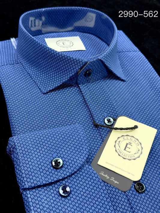 Chemise Eluno Bleu Mini Carreaux – Chic et moderne