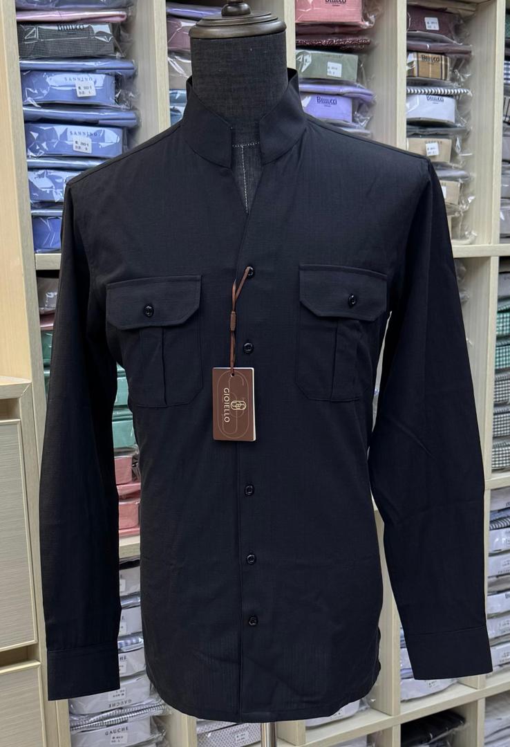 Chemise noire homme à deux poches – GIOIELLO