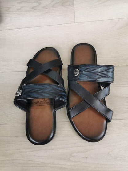 Sandales à Bride Croisée marron/noire