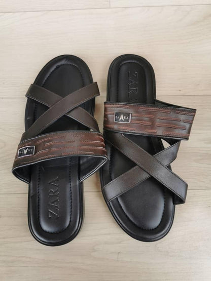 Sandales à Bride Croisée marron/noire