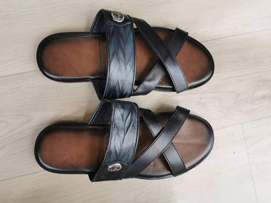 Sandales à Bride Croisée marron/noire