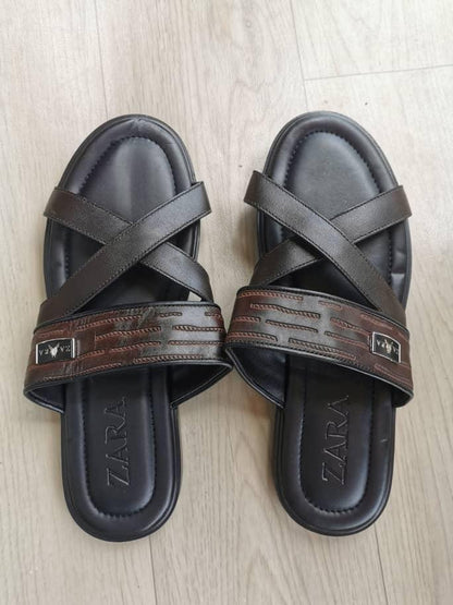 Sandales à Bride Croisée marron/noire