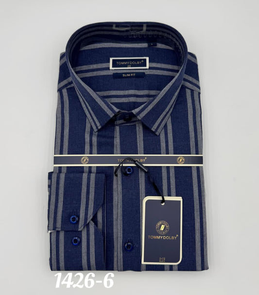 Chemise Tommy Dolby bleu rayé Homme – Élégance Audacieuse