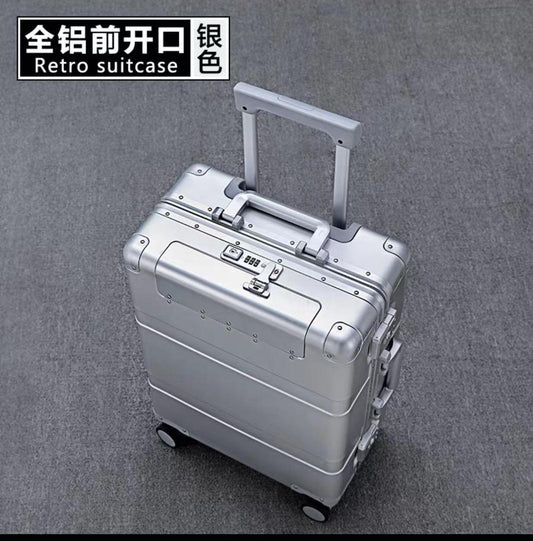 Valise Rétro Aluminium Grise – Style et Résistance