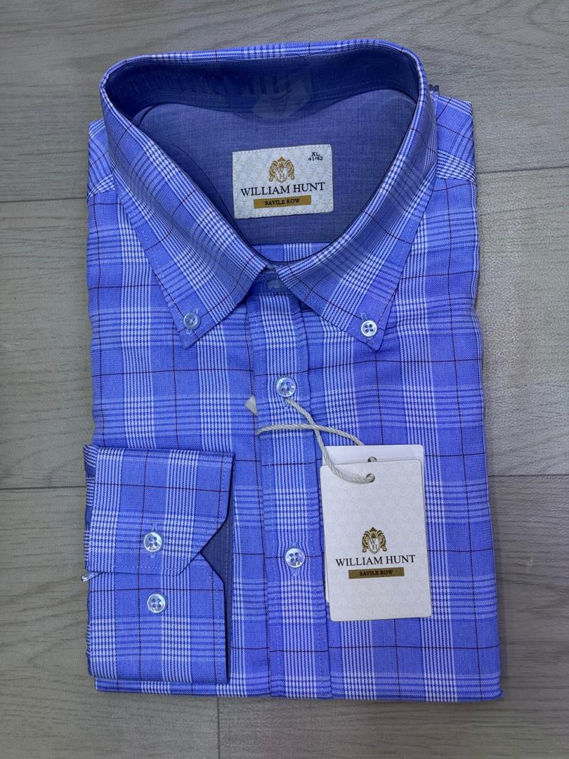 Chemise homme bleu royal motif géométrique – Haute qualité