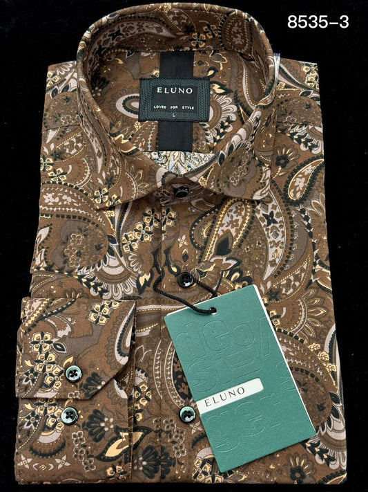 Chemise Imprimée Homme Café – Style Premium Motifs