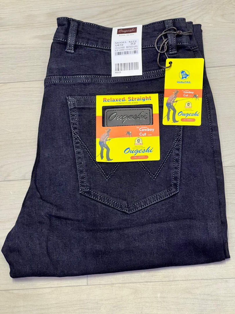 Jean Noir Grisé Ougheshi Coupe Droite – Style Urbain & Élégance Moderne