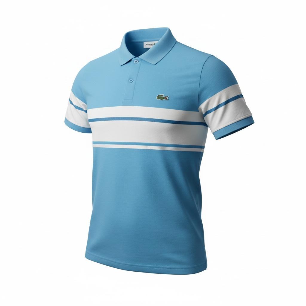 Polo Homme Bleu Rayé Blanc Moderne