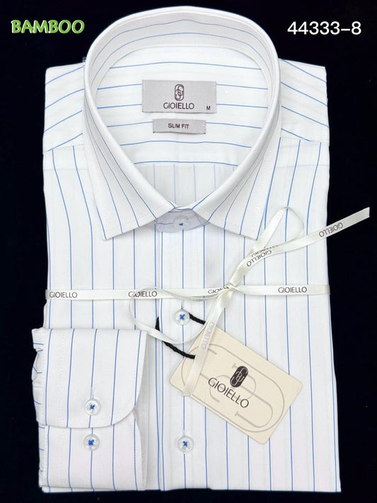Chemise Homme Gioiello Blanche à Rayures Bleu Ciel
