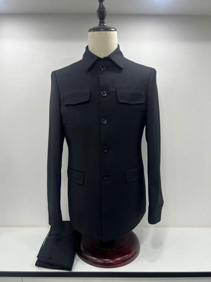 Costume homme bleu marine style Mao – Élégance & modernité