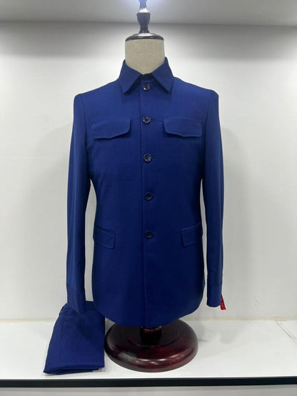 Costume homme bleu marine style Mao – Élégance & modernité
